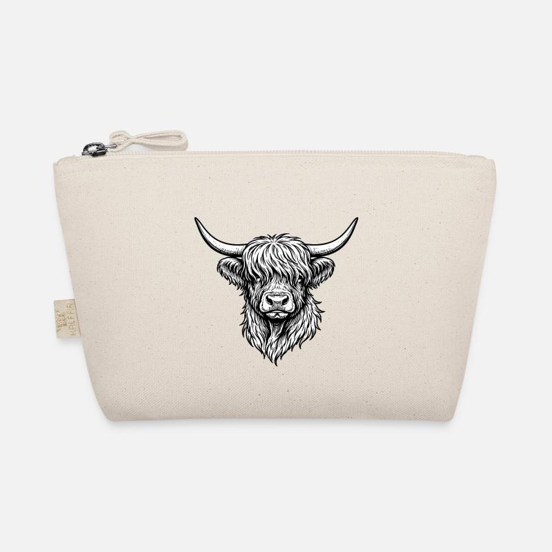 Highlander Line Drawing Monochrome - Organic Pouch - nature
