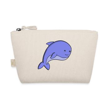 Cute Blue Fish Kawaii Dolphin or Porpoise Cartoon - Organic Pouch - nature - Front