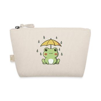 Cute Frog in the Rain – Kawaii Animal - Organic Pouch - nature - Front