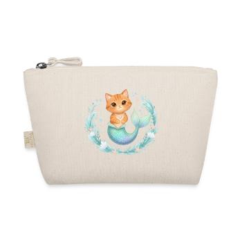 Kawaii Katzen Meerjungfrau – Süßes Fantasy Design - Bio-Täschchen - Natur - Vorne