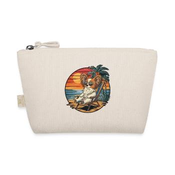 Funny Papillon Dog on Beach Summer Vacation Sunset - Organic Pouch - nature - Front
