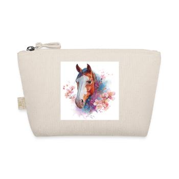 Cheval aquarelle avec des cerisiers en fleurs - Trousse biologique - nature - Devant