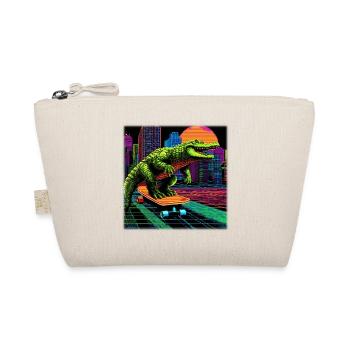Pixel Art Crocodile – Retro Skater Synthwave - Organic Pouch - nature - Front
