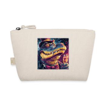 Gentleman Crocodile with Top Hat & Champus - Organic Pouch - nature - Front