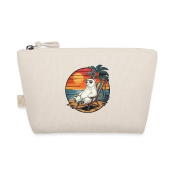 Funny Polar Bear on Beach Summer Vacation Sunset - Organic Pouch - nature - Front