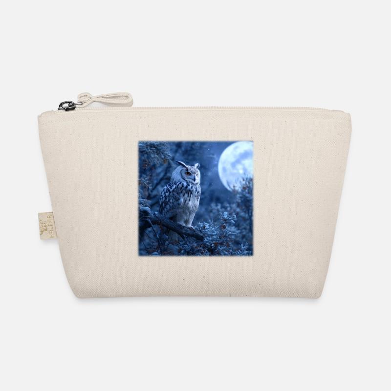 Snowy Owl Full Moon Night Magical Winter Night Organic Pouch