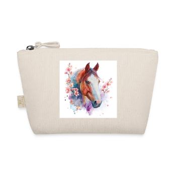 Watercolor Horse and Blossoms - Organic Pouch - nature - Front