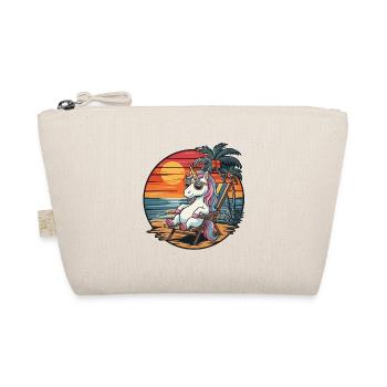 Funny Unicorn on Beach Summer Vacation Sunset - Organic Pouch - nature - Front