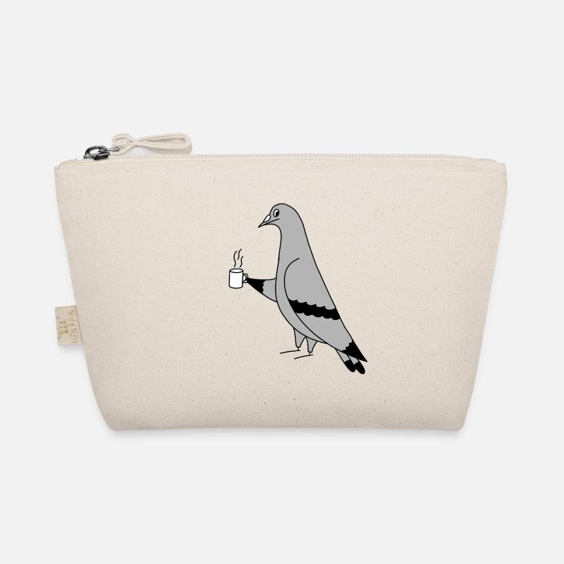 Pigeon with Coffee – Minimal Illustration Bio-Täschchen