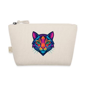 Colorful geometric cat face - Organic Pouch - nature - Front