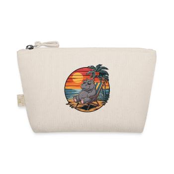 Funny Hippo on Beach Summer Vacation Sunset - Organic Pouch - nature - Front