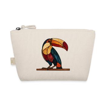 Toucan in Glass Mosaic Style Artful Bird Design - Organic Pouch - nature - Front