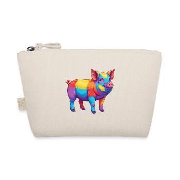 Colorful Pig Rainbow Pop Art Watercolor - Organic Pouch - nature - Front