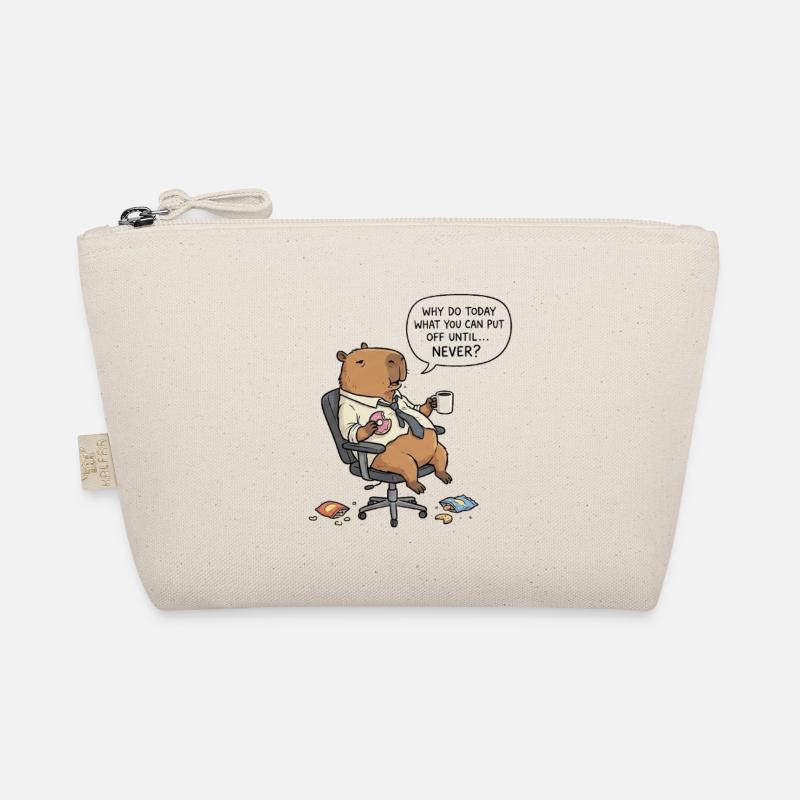 Procrastinating capybara beaver in the office Organic Pouch