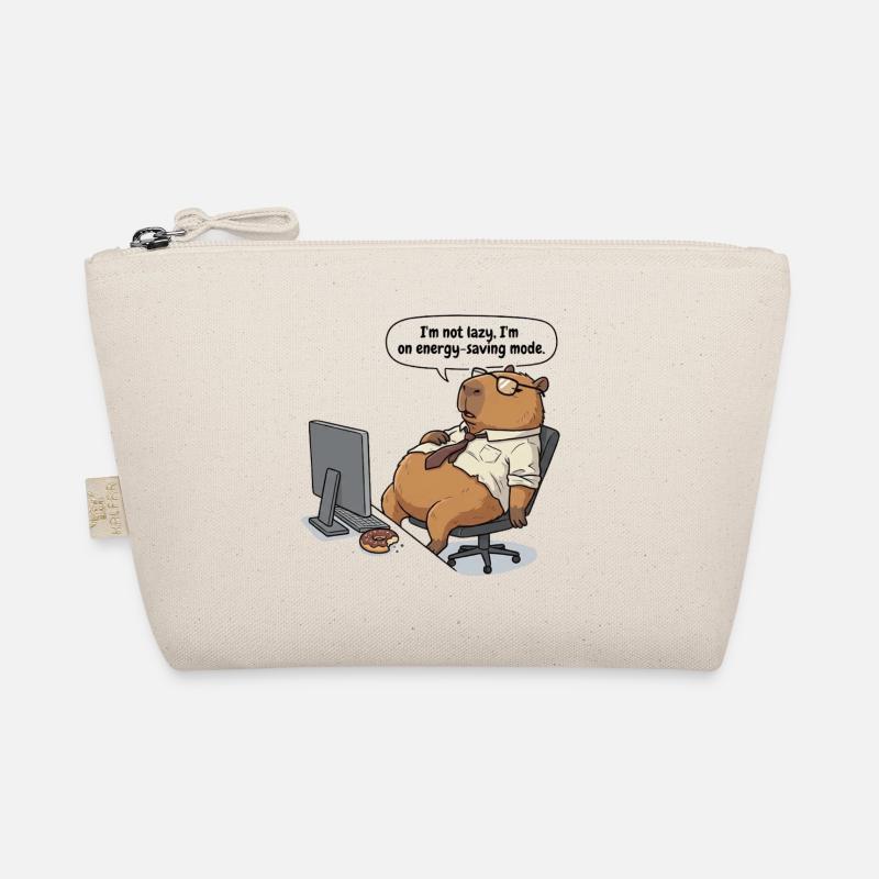 Energy-saving Capybara beaver at the workplace Organic Pouch