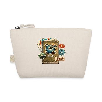 Retro Reiseglobus Stickerkollektion - Bio-Täschchen - Natur - Vorne