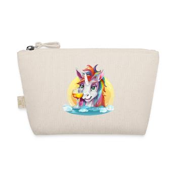 Buntes Einhorn mit Wein - Bio-Täschchen - Natur - Vorne