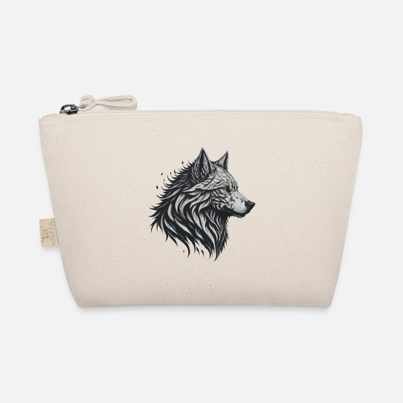 Geometrischer Schwarzer Wolf Bio-Täschchen