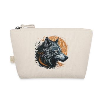 Black Wolf Under Golden Moon - Organic Pouch - nature - Front