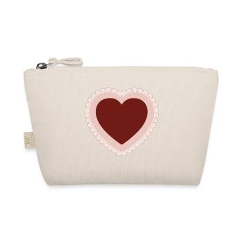 Cœur d’amour avec bordure en dentelle - Trousse biologique - nature - Devant