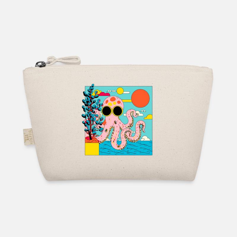 Pink Octopus in Summer Pop Art Style Organic Pouch