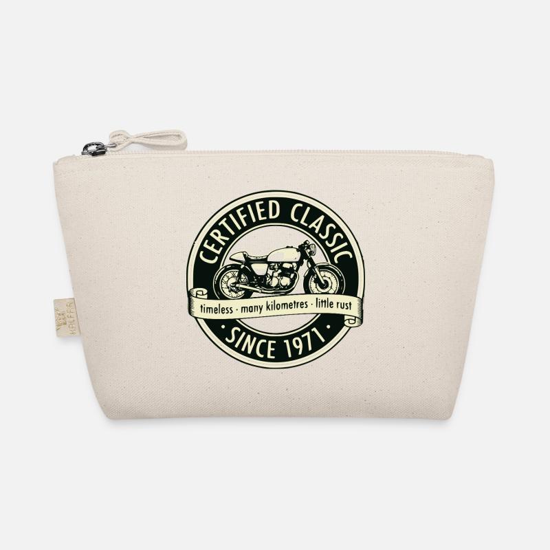 Vintage 1971, Biker Motorcycle Birthday Pullover Hoodie Organic Pouch