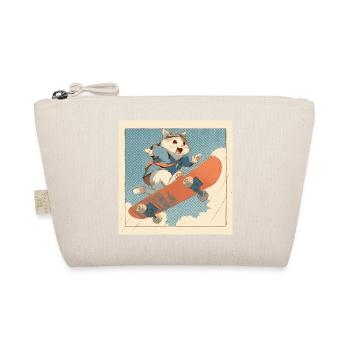 Retro Cat Skateboarder in Flight - Organic Pouch - nature - Front