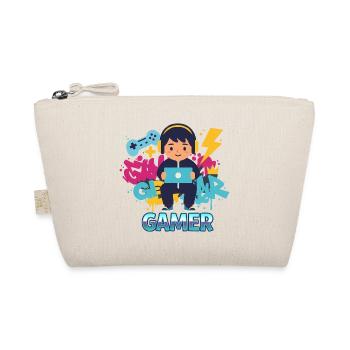 Gamer Kid with game pad and headphones - Organic Pouch - nature - Front