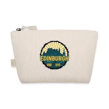 Edinburgh Castle City Skyline Vintage Badge - Organic Pouch - nature - Front