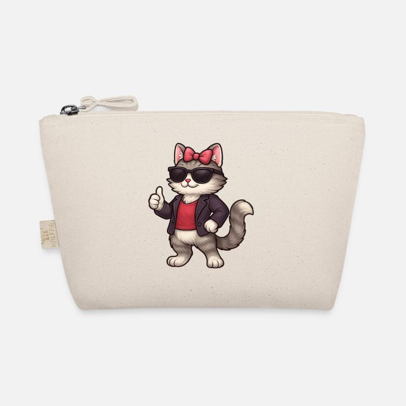 Cool cat with leather jacket Organic Pouch