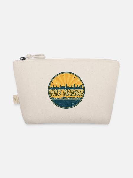 Die Haager Stadtsilhouette Vintage-Abzeichenkunst - Bio-Täschchen - Natur