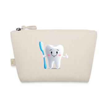 Smiling tooth with toothbrush - Organic Pouch - nature - Front