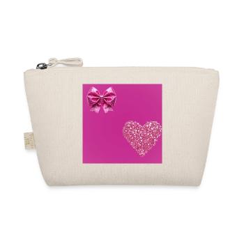 Glitter Heart & Bow Pink Romance - Organic Pouch - nature - Front
