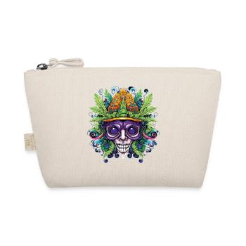 Psychedelic skull with leaf crown - Organic Pouch - nature - Front