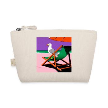 Colorful beach chair and seagull - Organic Pouch - nature - Front