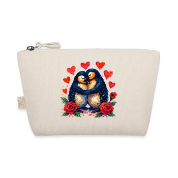 Wasserfarbene Pinguine der Liebe - Bio-Täschchen - Natur - Vorne