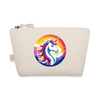 Regenbogen Unicorn buntes Einhorn Kopf Motiv - Bio-Täschchen - Natur - Vorne