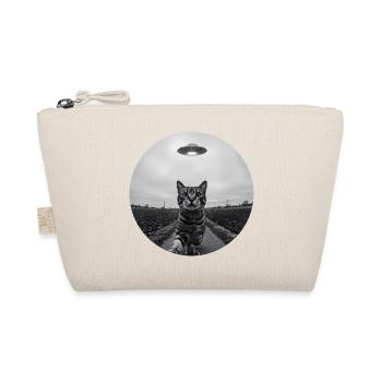 Funny UFO Space Cat Alien Design - Organic Pouch - nature - Front