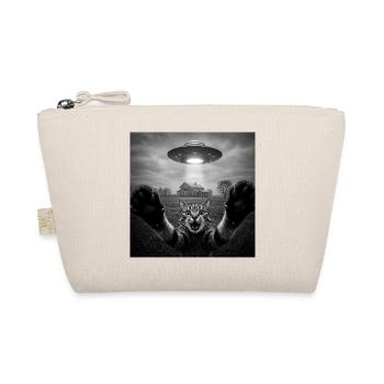 Funny UFO Space Cat Alien Design - Organic Pouch - nature - Front