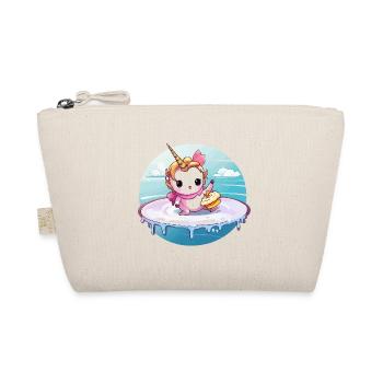Einhorn am Surfbrett mit Cupcake - Bio-Täschchen - Natur - Vorne