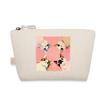 Vier Katzen im Kreis | Pastell Kawaii Motiv - Bio-Täschchen - Natur - Vorne