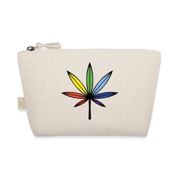 Cannabis / Marihuana / Hanf (Outline / Rainbow) - Bio-Täschchen - Natur - Vorne