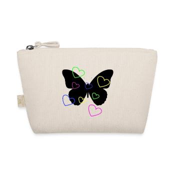 Multicolor Neon Hearts on Butterfly - Organic Pouch - nature - Front