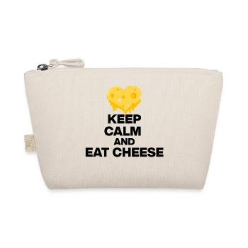 KEEP CALM AND EAT CHEESE, CHEESE JUNKIE GIFT 🧀 - Organic Pouch - nature - Front