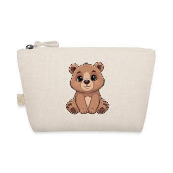 Cuddly Bear Cartoon - Cute Brown - Organic Pouch - nature - Front
