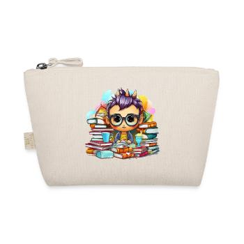 Lernheld Chibi mit Büchern - Bio-Täschchen - Natur - Vorne