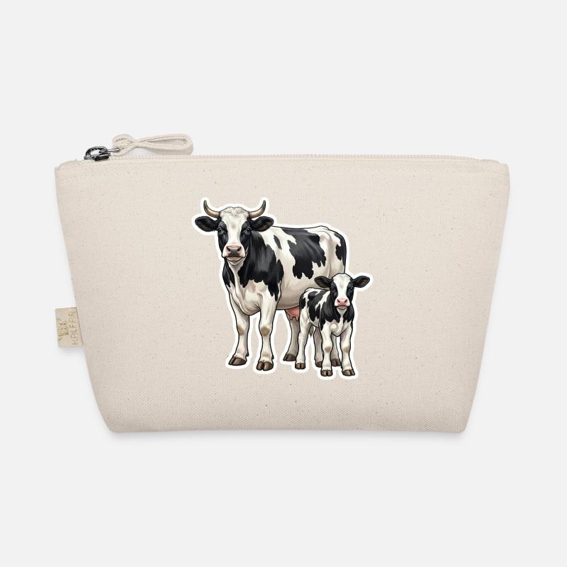 Holstein Kuh mit Kalb – Farm-Life Design - Bio-Täschchen - Natur
