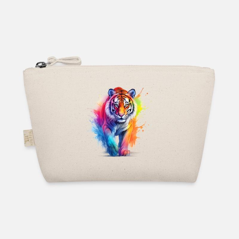 Regenbogen Tiger im Aquarell-Farbsplash.Look - Bio-Täschchen - Natur