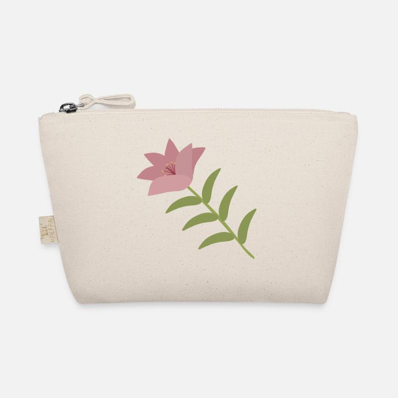 Pink Lily Flower on Green Stem Organic Pouch