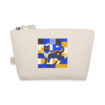 Katz-Mosaik in Blau-Gold - Bio-Täschchen - Natur - Vorne